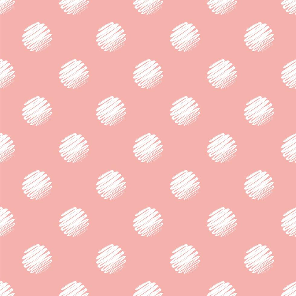 Hand drawn pink and white polka dot seamless pattern. vector