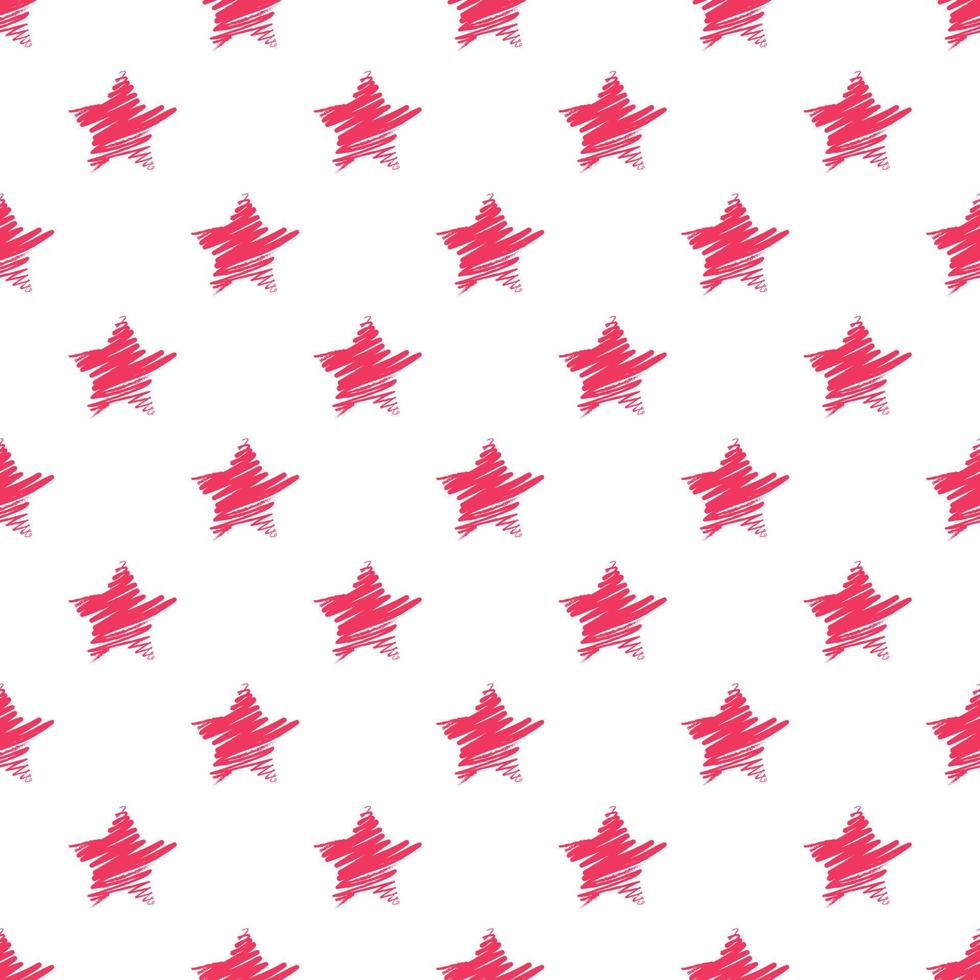 Hand drawn red stars seamless pattern. vector