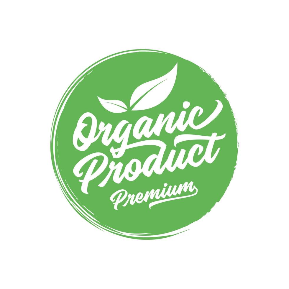 Logotipo o etiqueta de producto orgánico y natural. elemento de diseño de menú de restaurante o cafetería. letras escritas a mano, vector de caligrafía