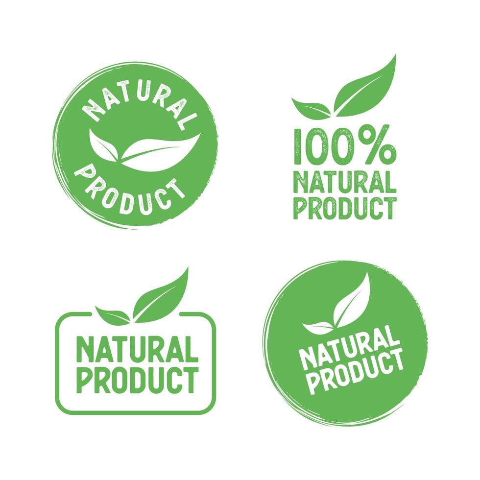 Set of vector stamps with leafs natural product.