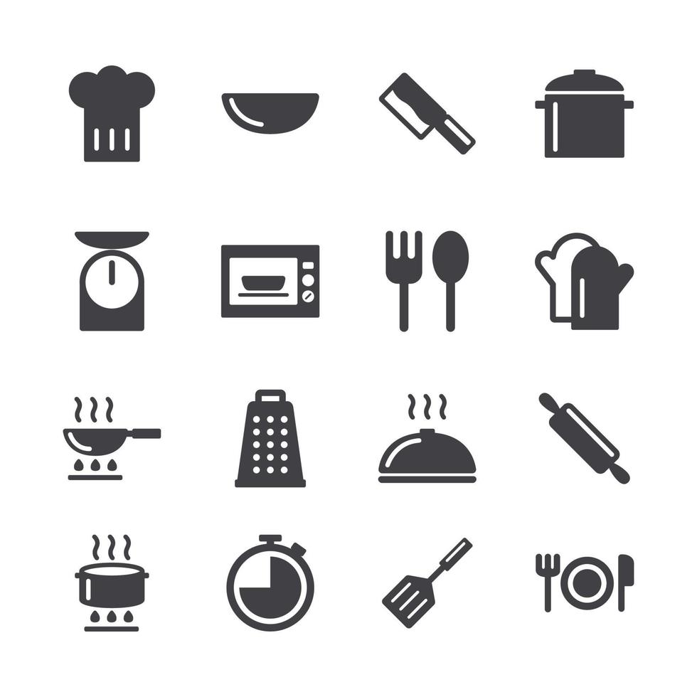 iconos simples de cocina y cocina. vector