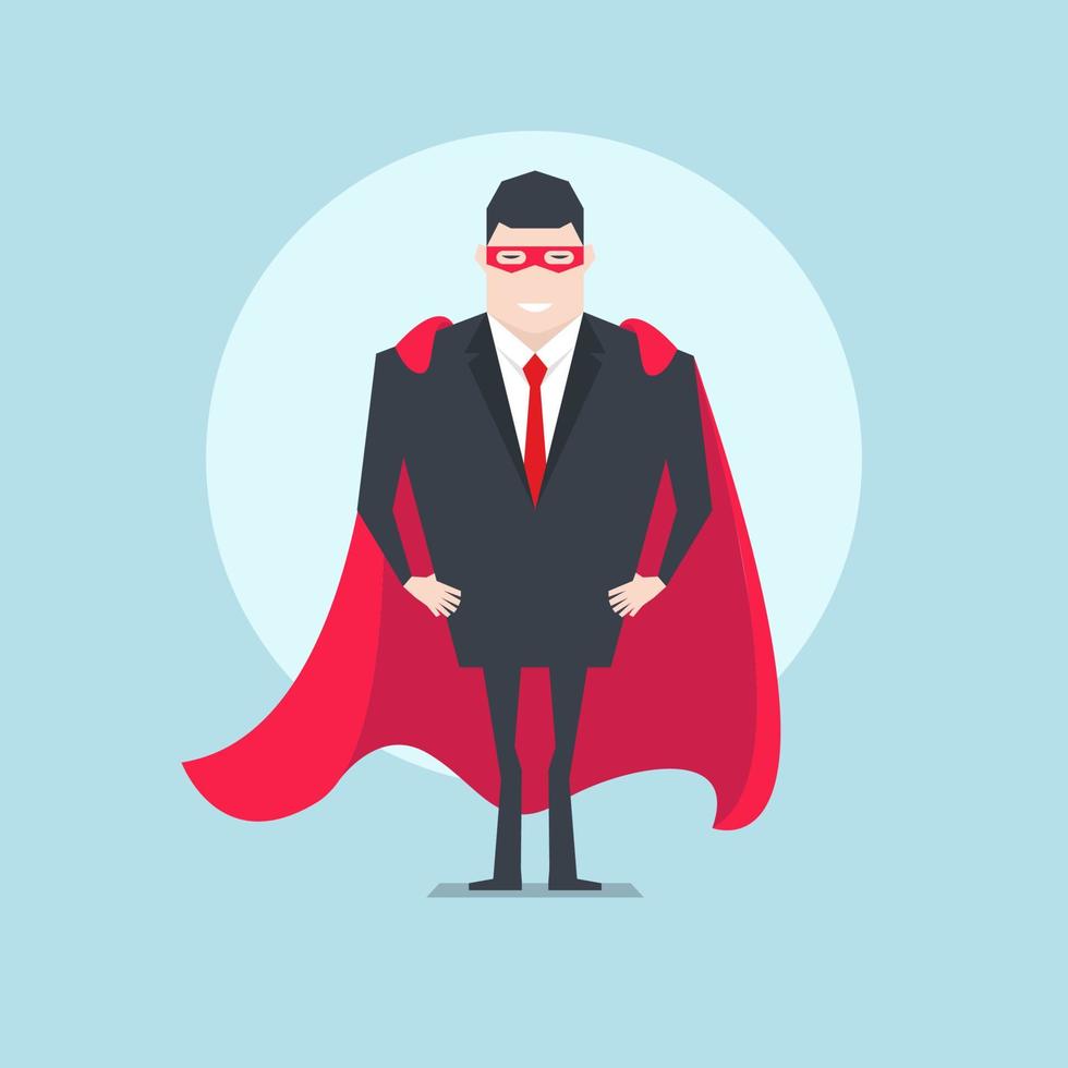The businessman standing with red cloak or cape and eye. vector
