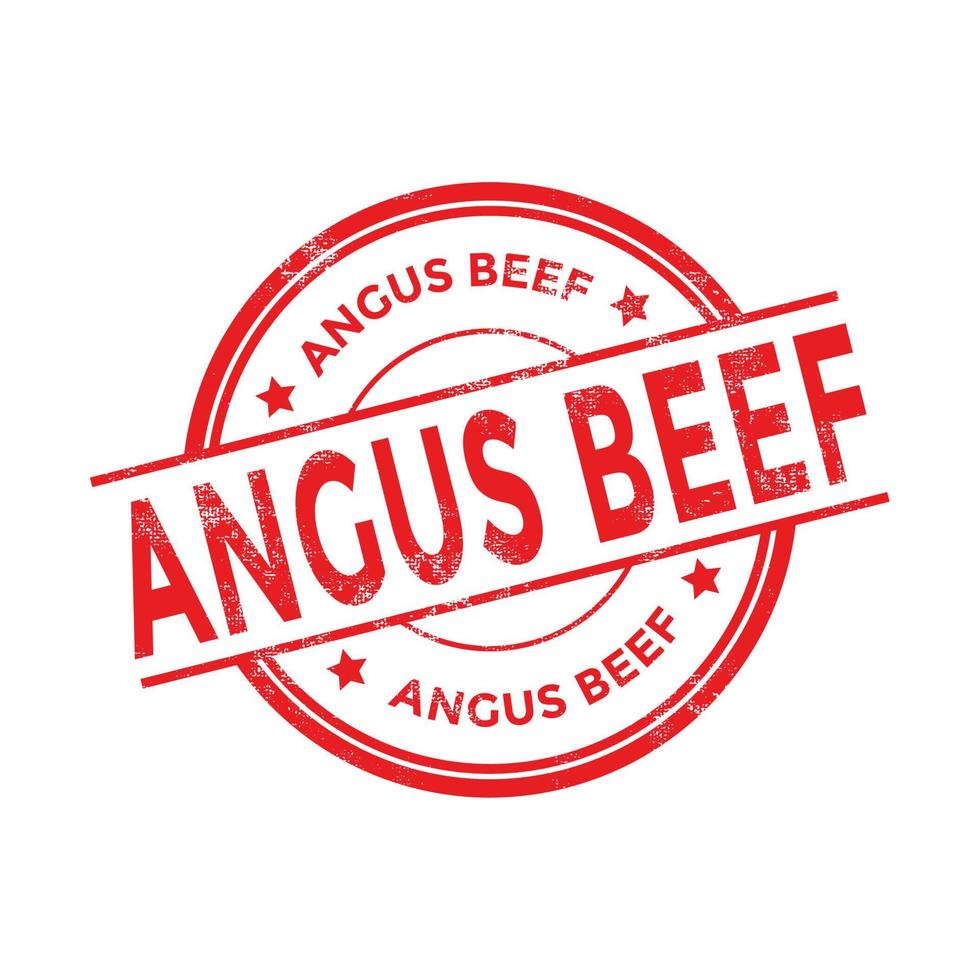 Angus beef round grunge red stamp. vector