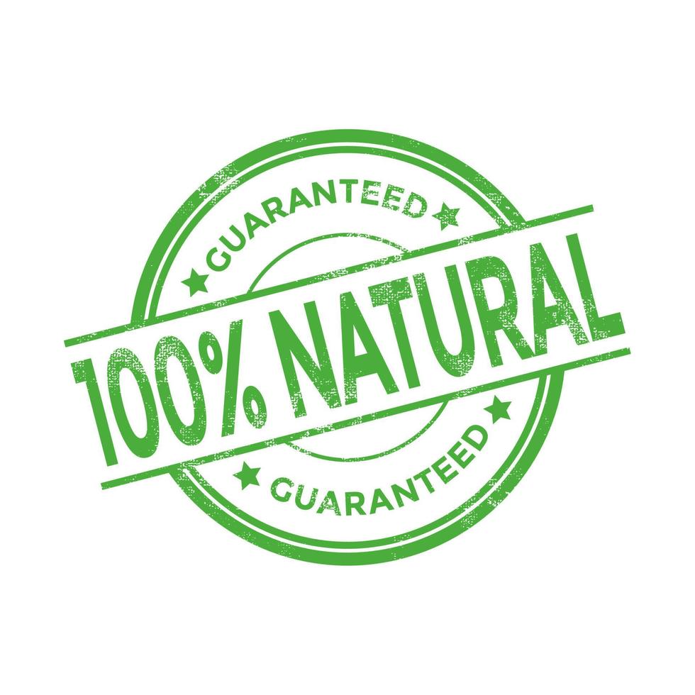 100 Percent Natural Organic Guaranteed Grunge Stamp. vector