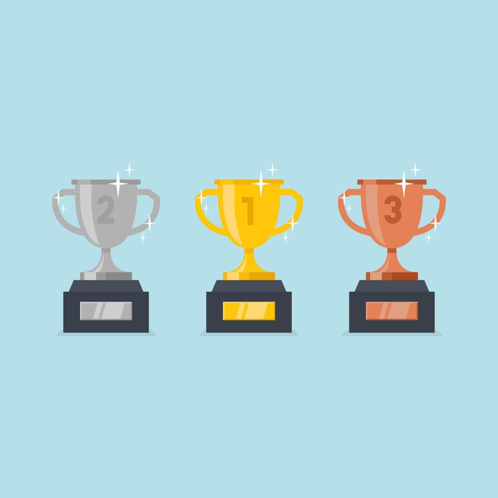 Gold silver bronze trophy cup,1st, 2nd, 3rd place. vector