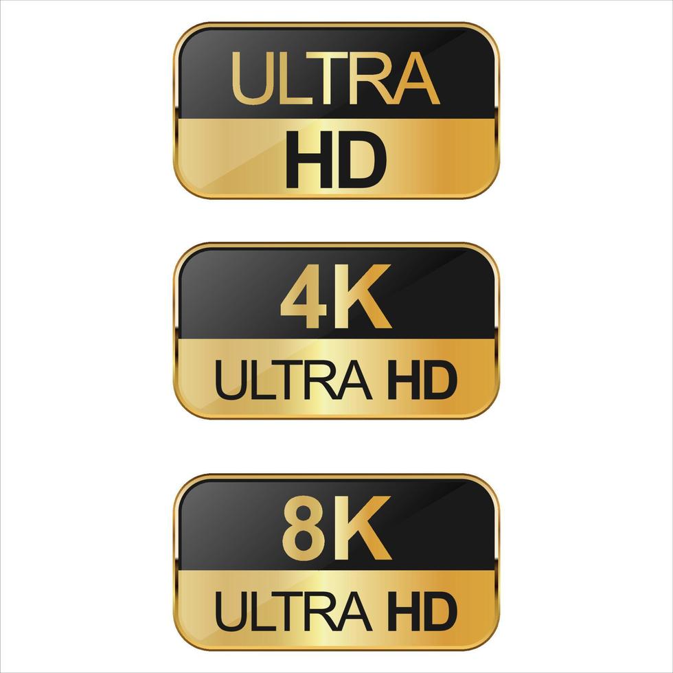 Collection of Full HD 4k 8K and Ultra Hd icons vector