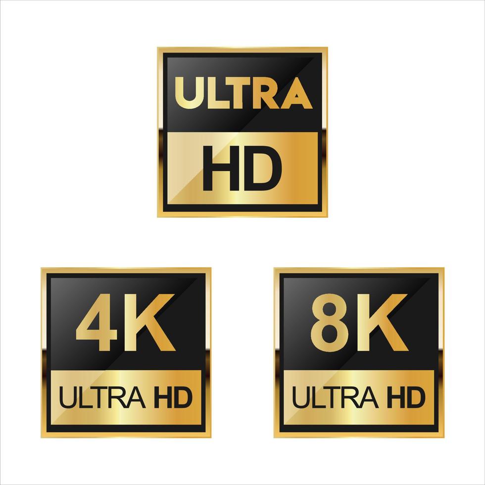 Collection of Full HD 4k 8K and Ultra Hd icons vector