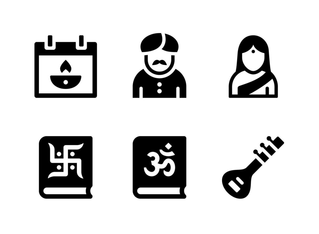 Simple Set of Diwali Related Vector Solid Icons