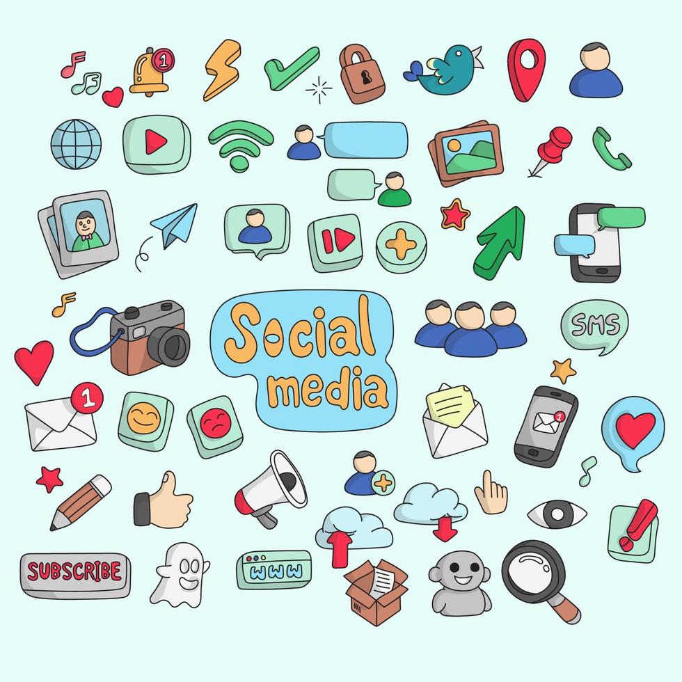 colorful social media icon set illustration vector isolated 3571280 ...