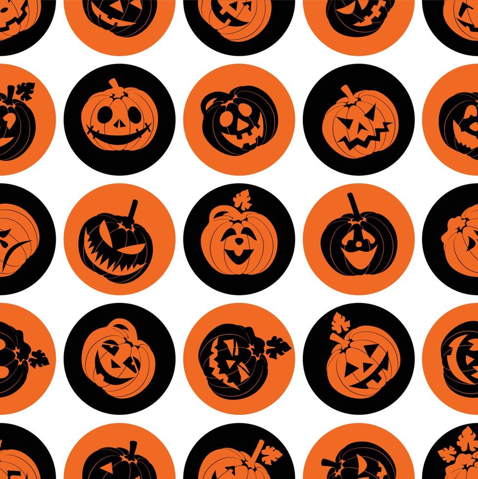 Halloween icon set of cheerful pumpkins. seamless pattern vector