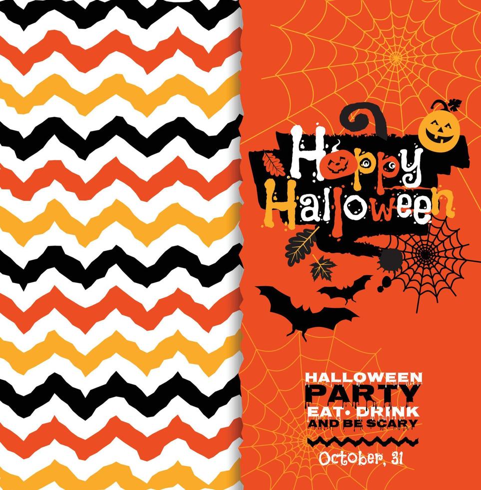 Halloween background invitation party of cheerful pumpkins. vector