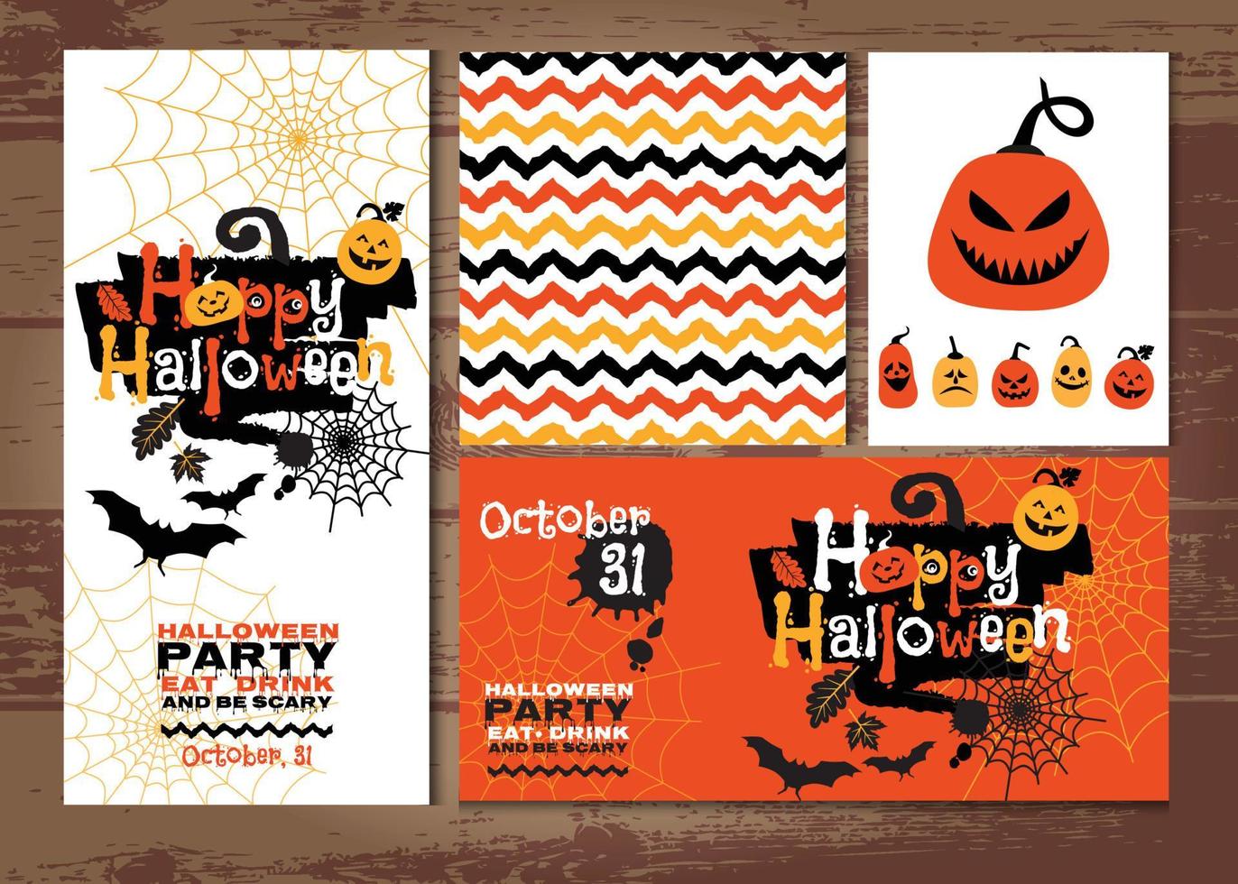 Halloween background invitation party of cheerful pumpkins. vector