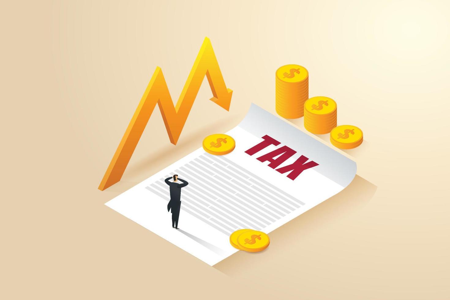 Businessman stressed over financial conditions. vector