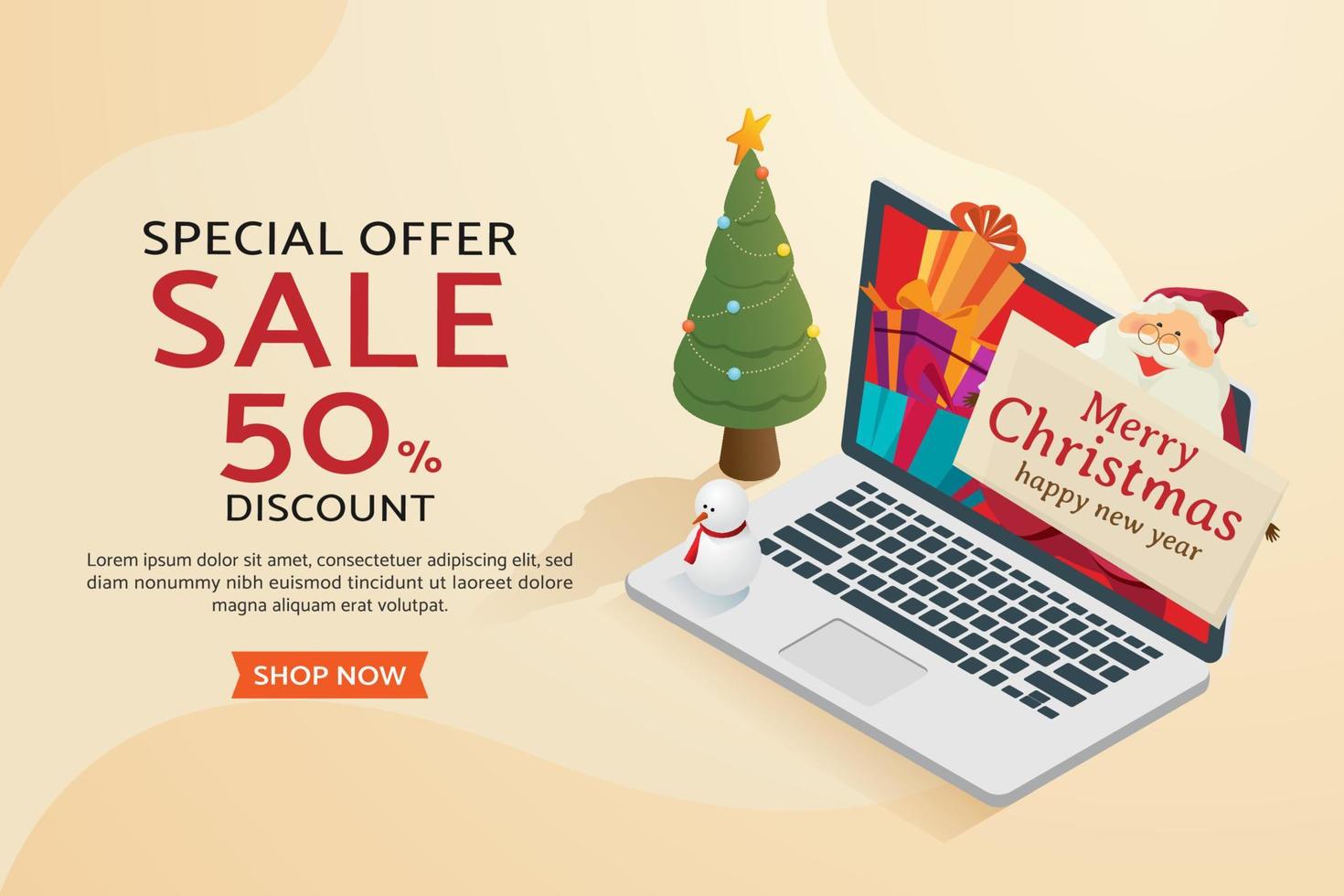Christmas shopping online. vector