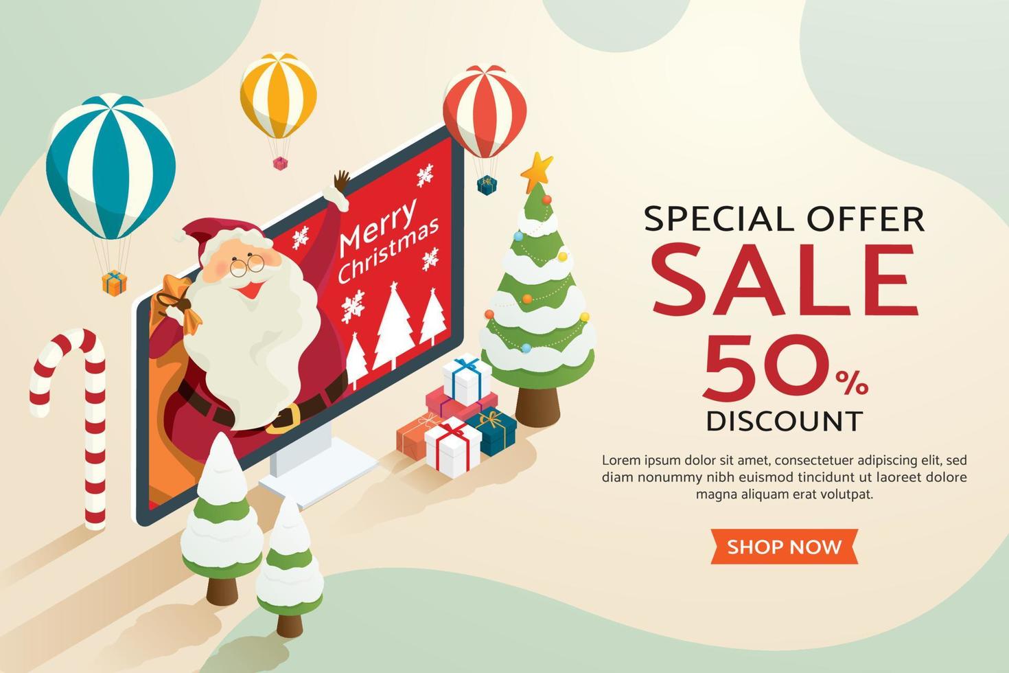 Christmas shopping online. vector