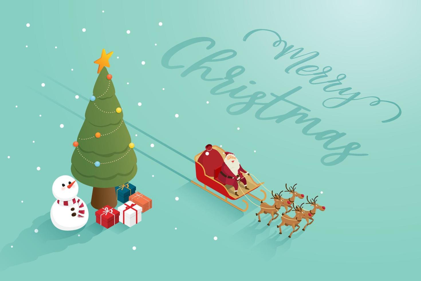 Merry christmas santa claus grandfather with reindeer. vector