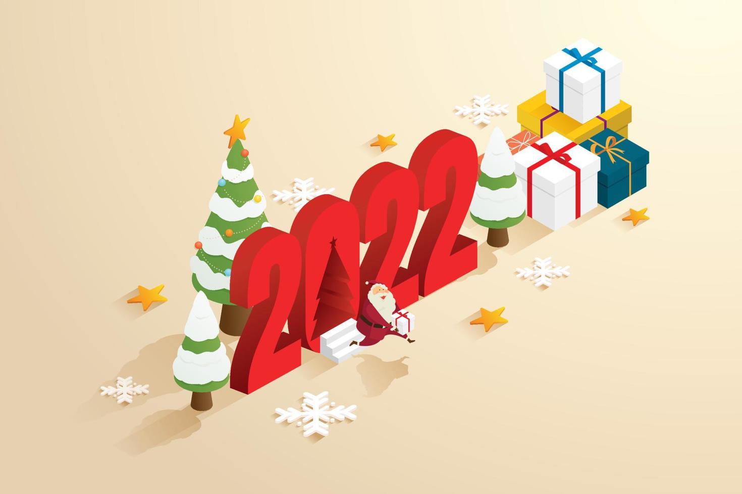 Santa Claus Send gifts via 2022. vector