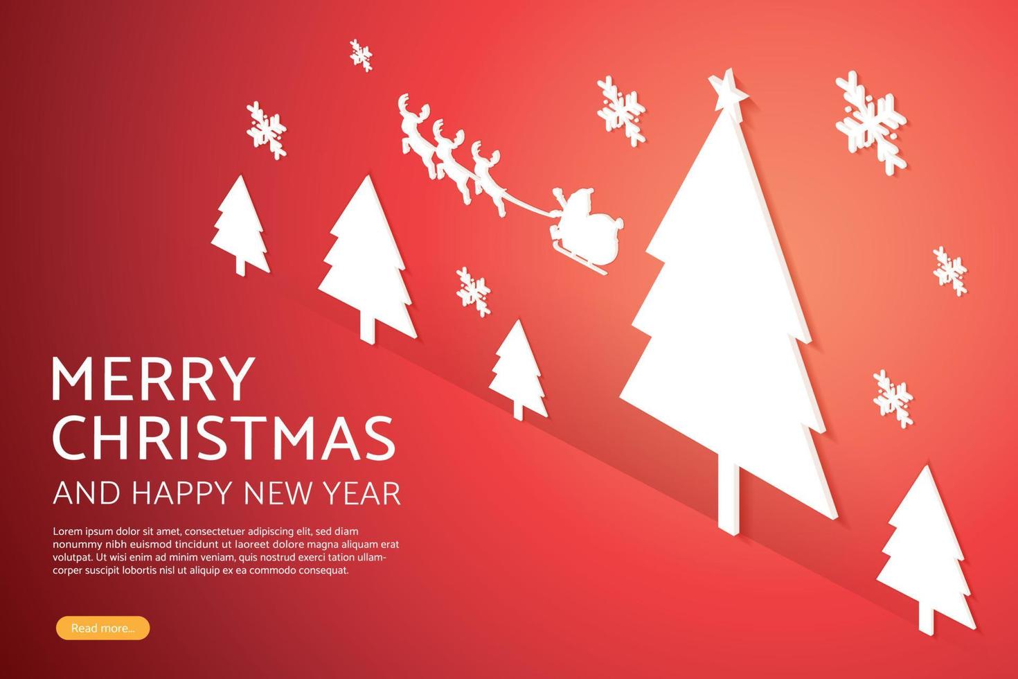 Santa Claus with reindeer sign and christmas tree lighted sign. vector
