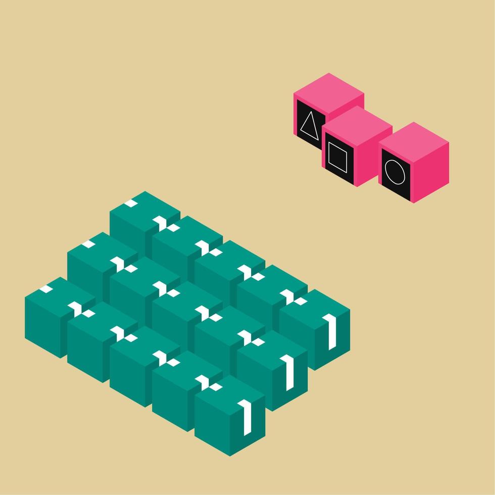 isometric illustration of game players and inspector vector