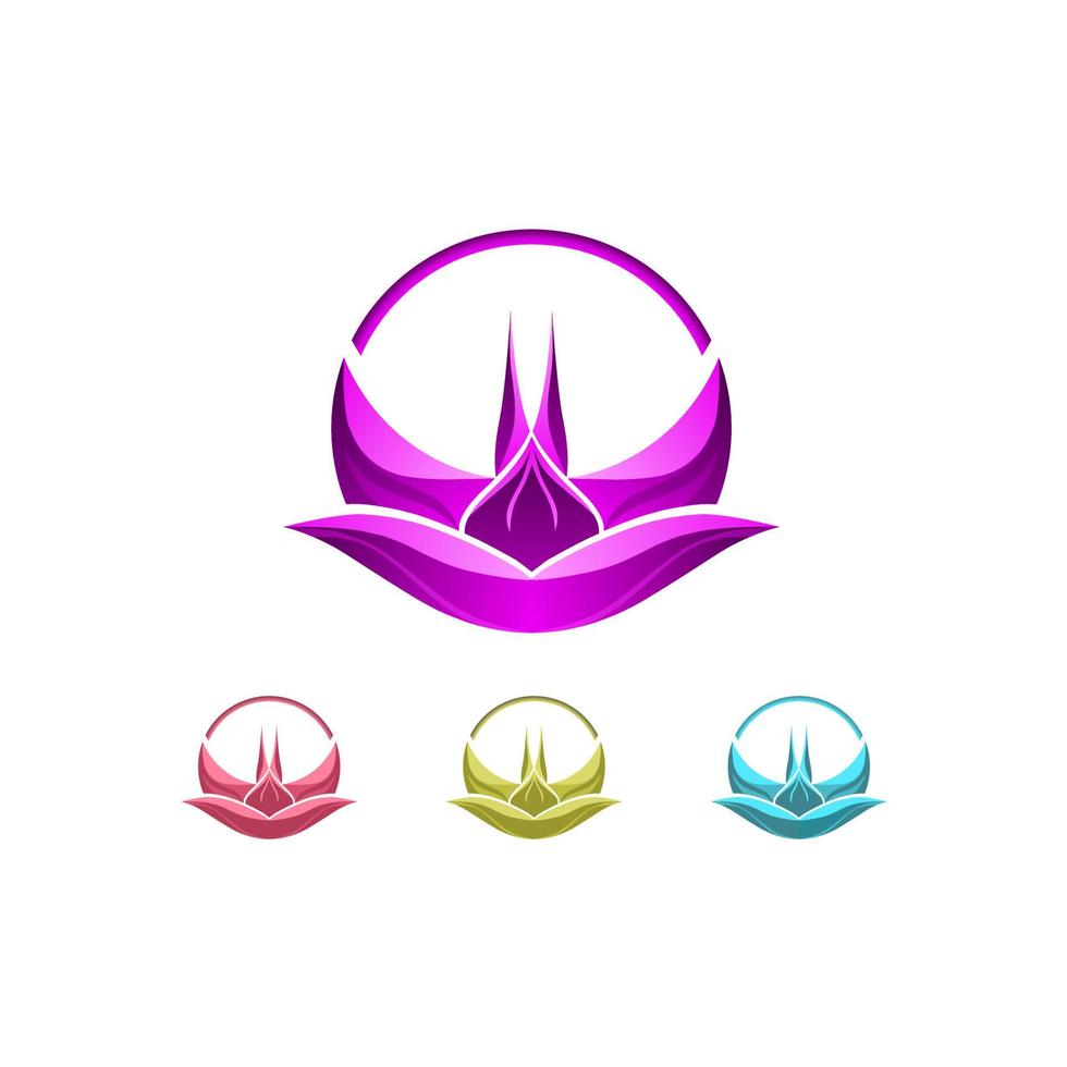 elemento de logotipo de loto de vector de diseño de flor floreciente