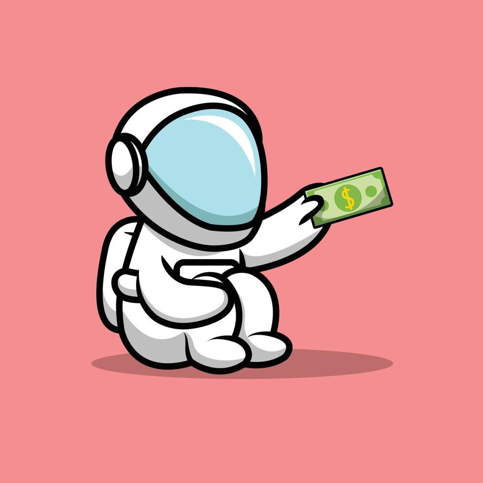 astronauta sosteniendo dinero vector
