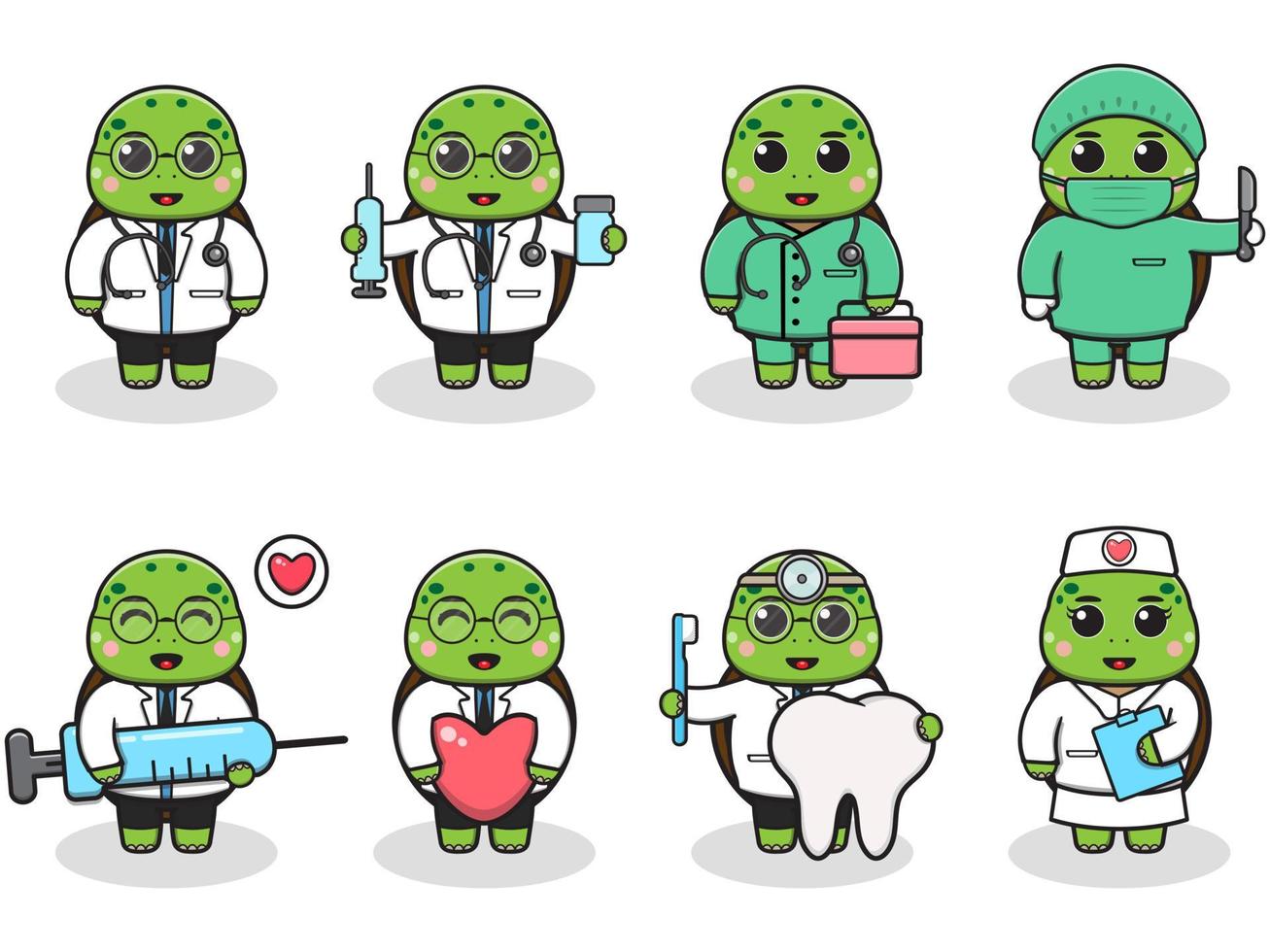 Cute Character Cartoon of Turtle Doctor. vector