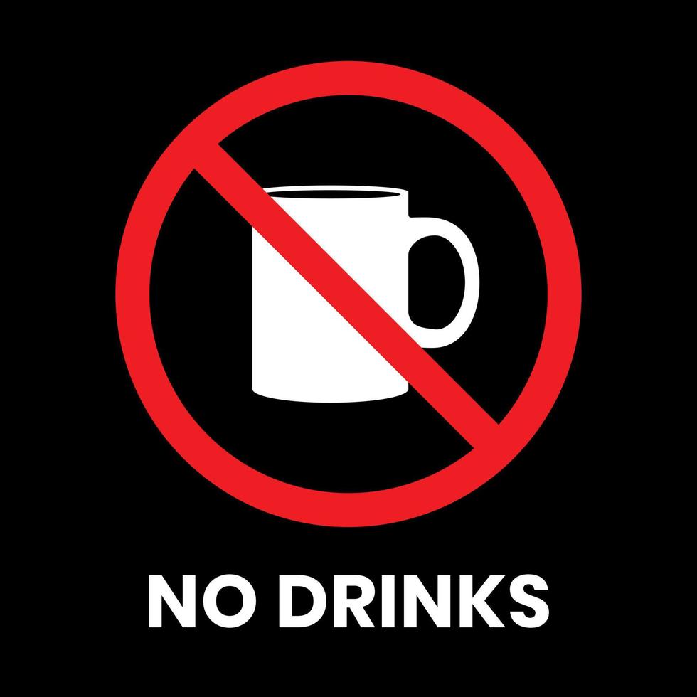 No Drinks Sign Sticker with inscription on isolated background vector