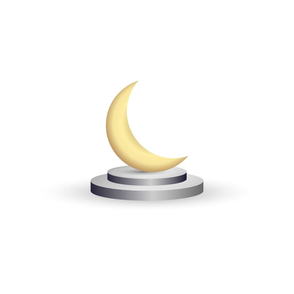 vector design of moon on stage. on a white background. gold and silver texture. illustration template.