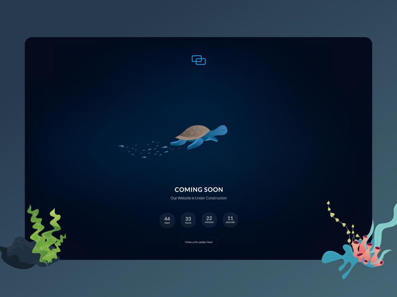 Under construction page. A website that is still under development, which uses a deep-sea theme. vector