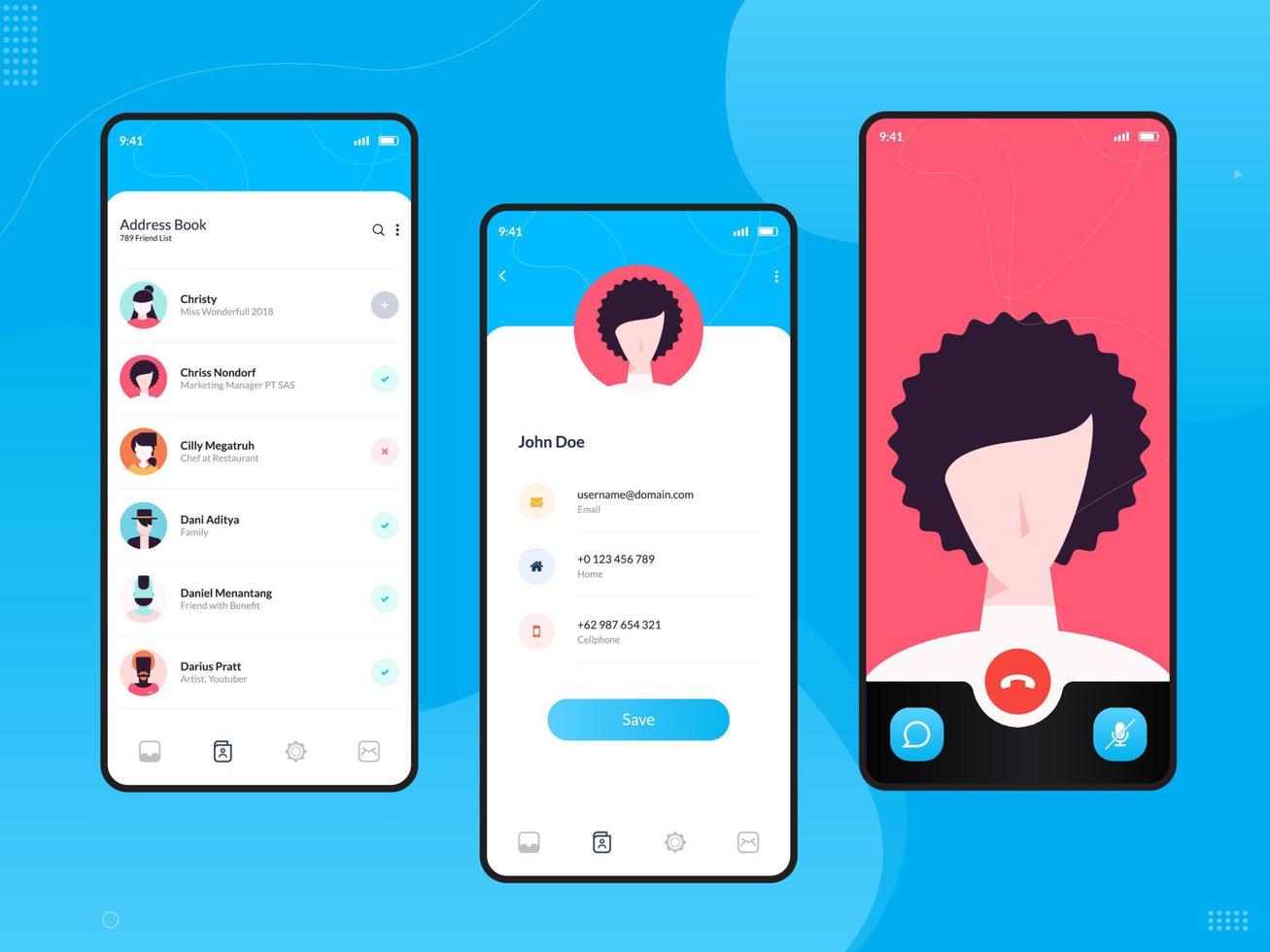 User Interface for the Phone Book Application vector
