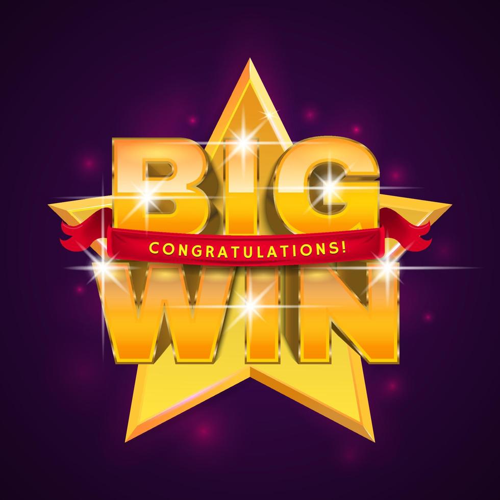BIG WIN banner with ribbon for online casino poker, roulette, slot  machines, card games 3571898 Vector Art at Vecteezy