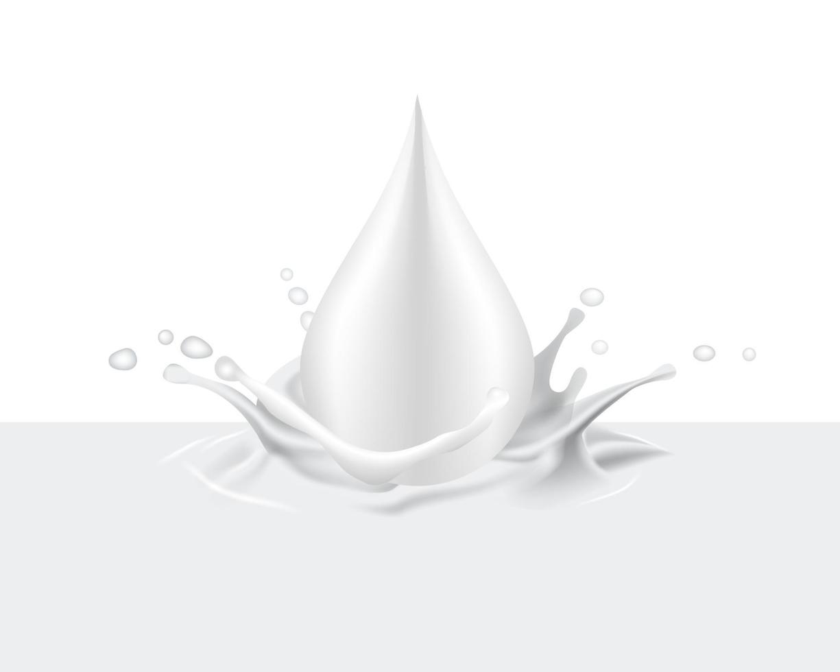 Milk Drop. Cream Droplet, Falling Fluid splash vector