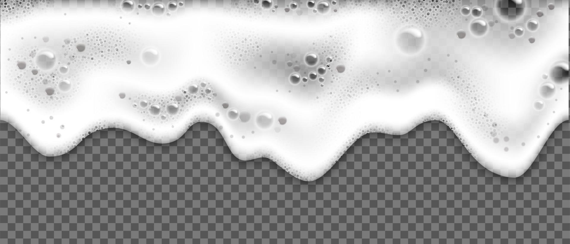 realistic soap or beer white foam. Sea foam on transparent background vector