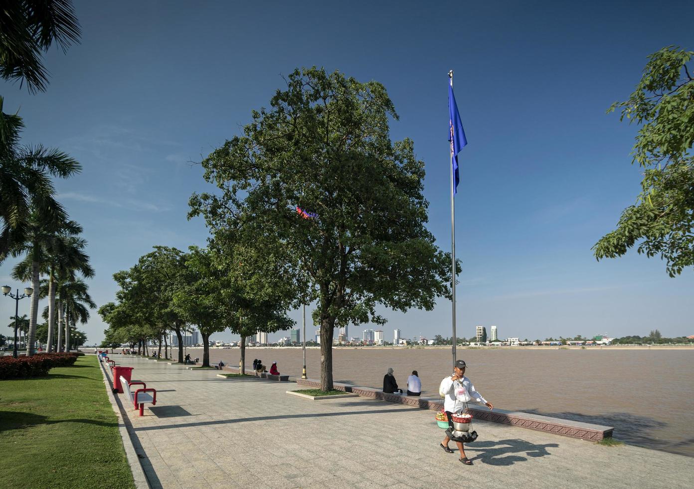 Phnom Penh, Cambodia, 2021 -Sisowath quay public riverside park photo