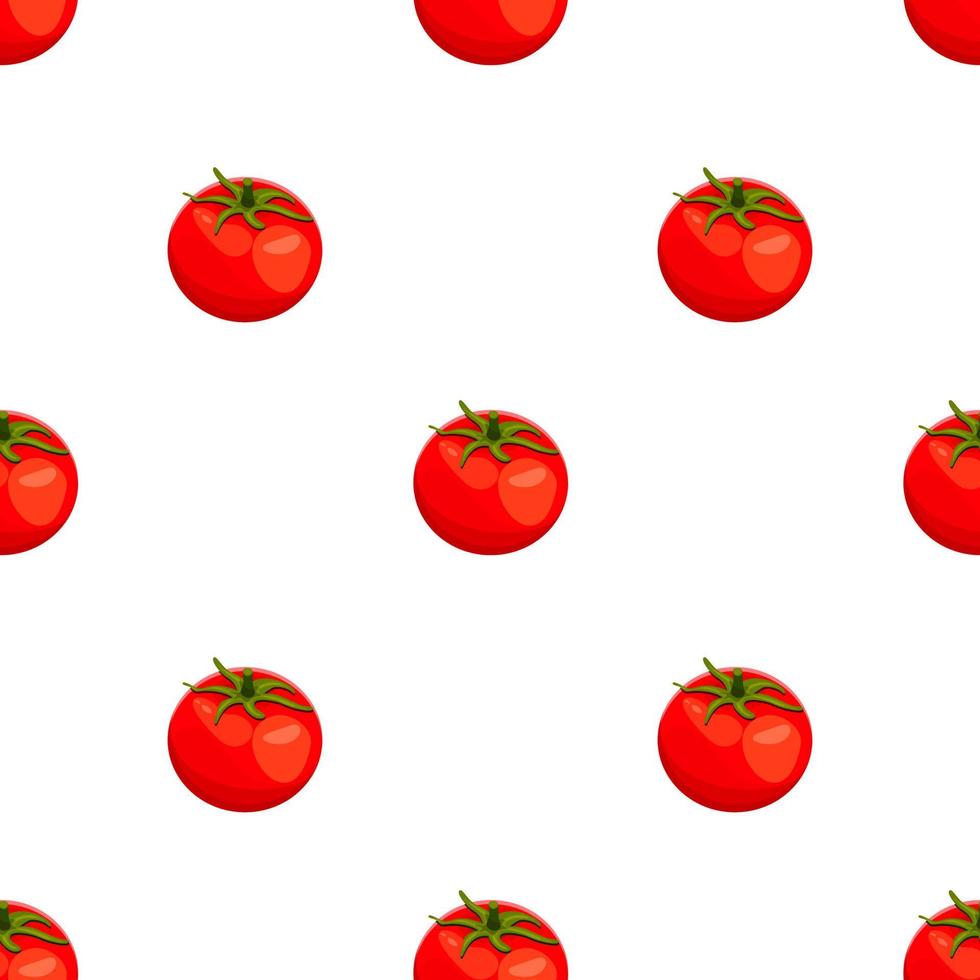 tomates frescos, dibujos animados falt dibujados de patrones sin fisuras. Fondo de colores, vector de verduras. Ilustración colorida con comida. vector de fondo sin fisuras con tomates rojos. ilustración vectorial