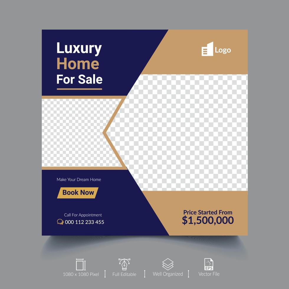 Real Estate Social Media Banner Template vector