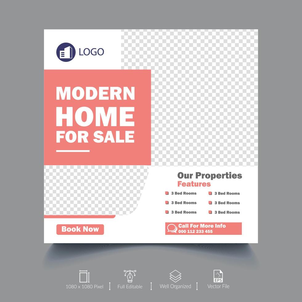 Real Estate Social Media Banner Template vector