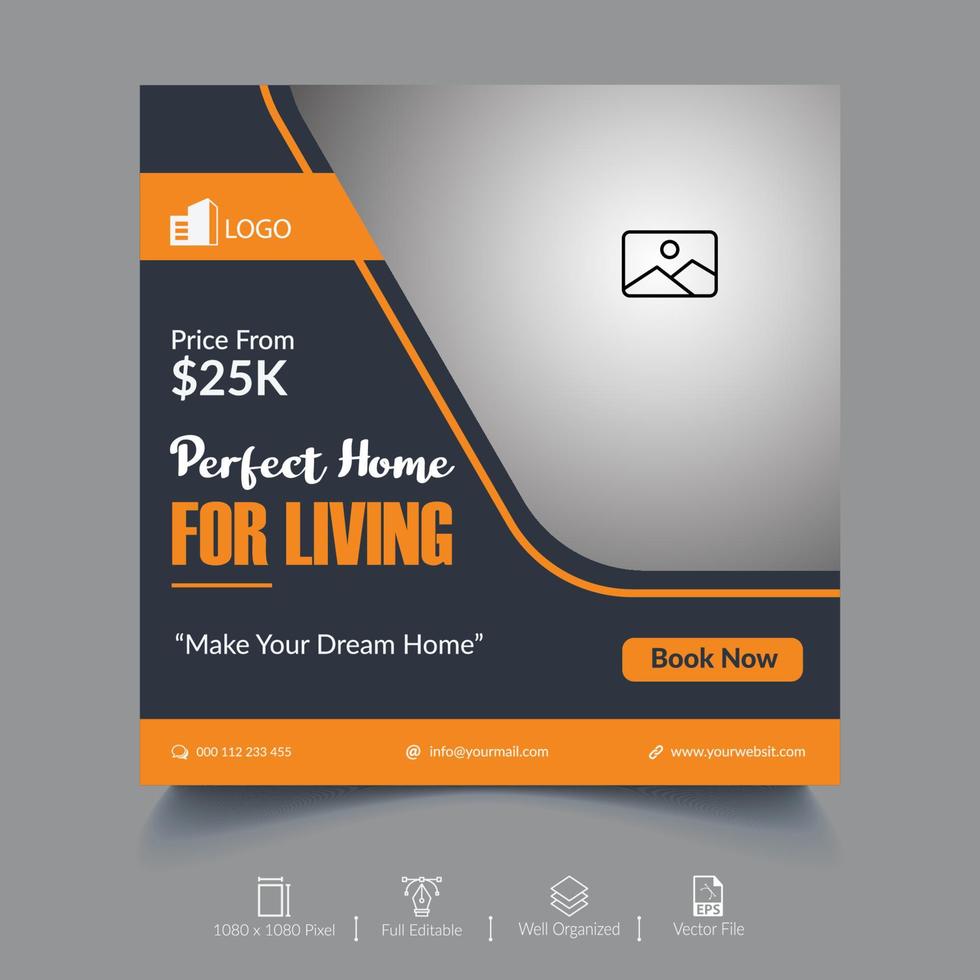 Real Estate Social Media Banner Template vector