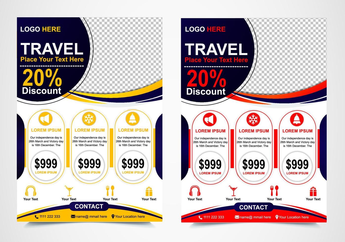 Holiday, Summer travel and tourism flyer, template or poster design. Business Flyer, Template or Brochure design for Tour and Travel Business concept. Vector travel flyer. a4 size.