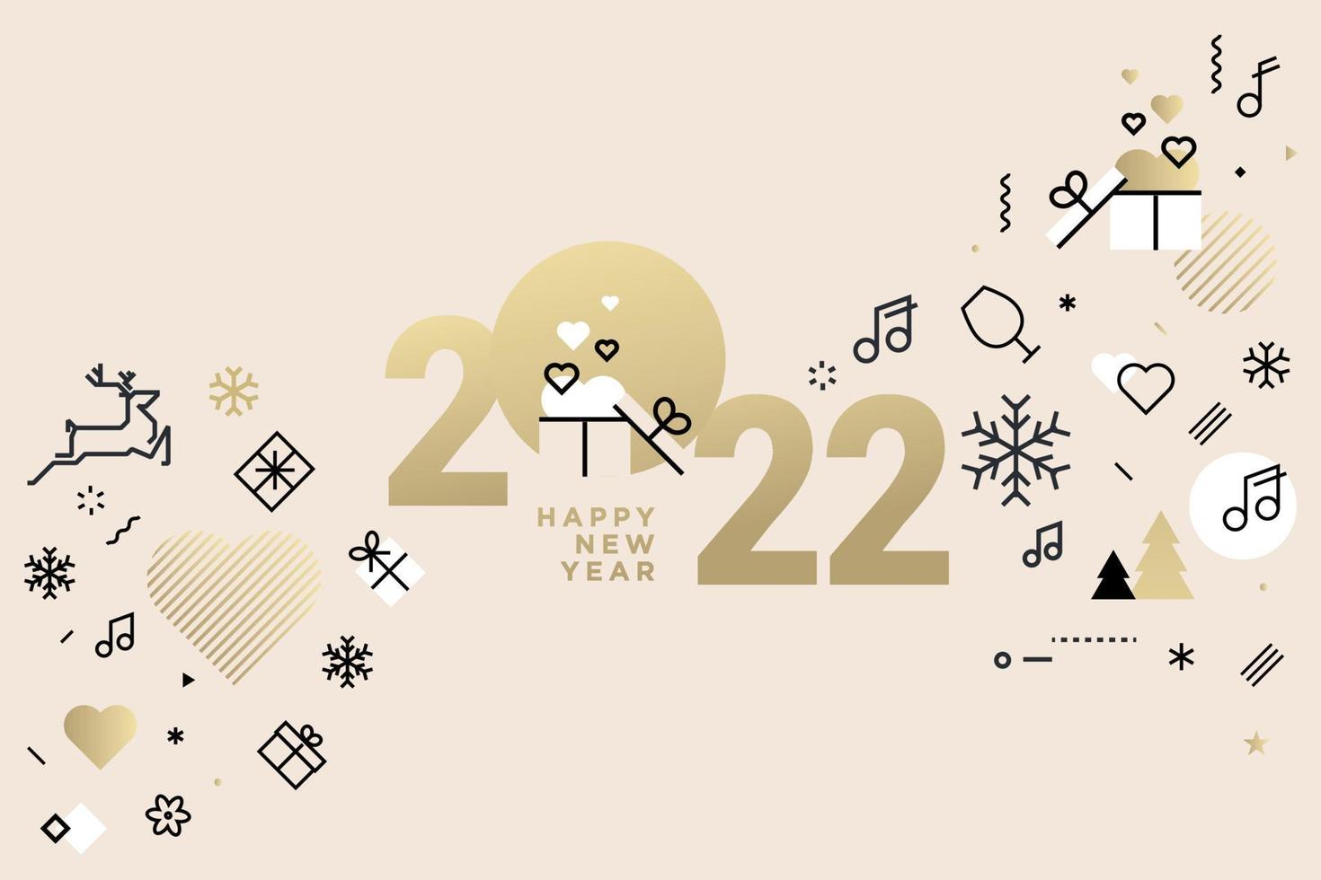 Happy New Year 2022 greeting card vector