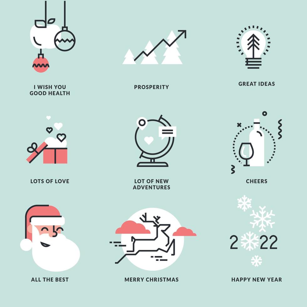 Set of Merry Christmas and Happy New Year signs 3572362 Vector Art at