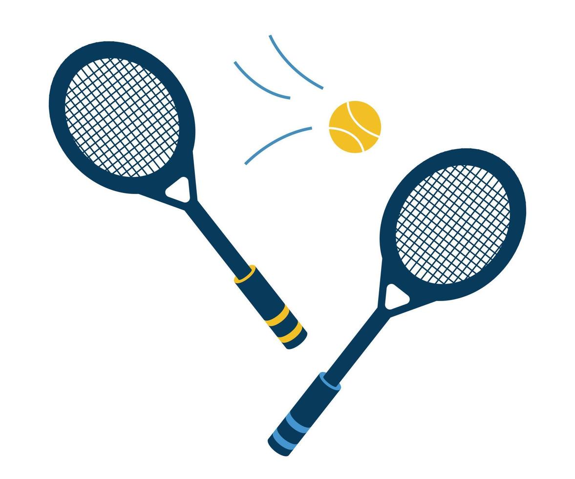 Raquetas de tenis y una pelota de tenis sobre un fondo blanco. vector