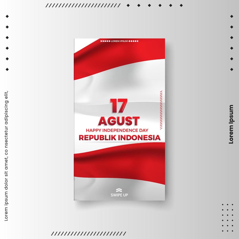 Plantilla de diseño de portada con líneas abstractas estilo moderno degradado de color diferente en el fondo el 17 de agosto. indonesia feliz día de la independencia. perfecto para tarjetas de felicitación, pancartas y texturas vector