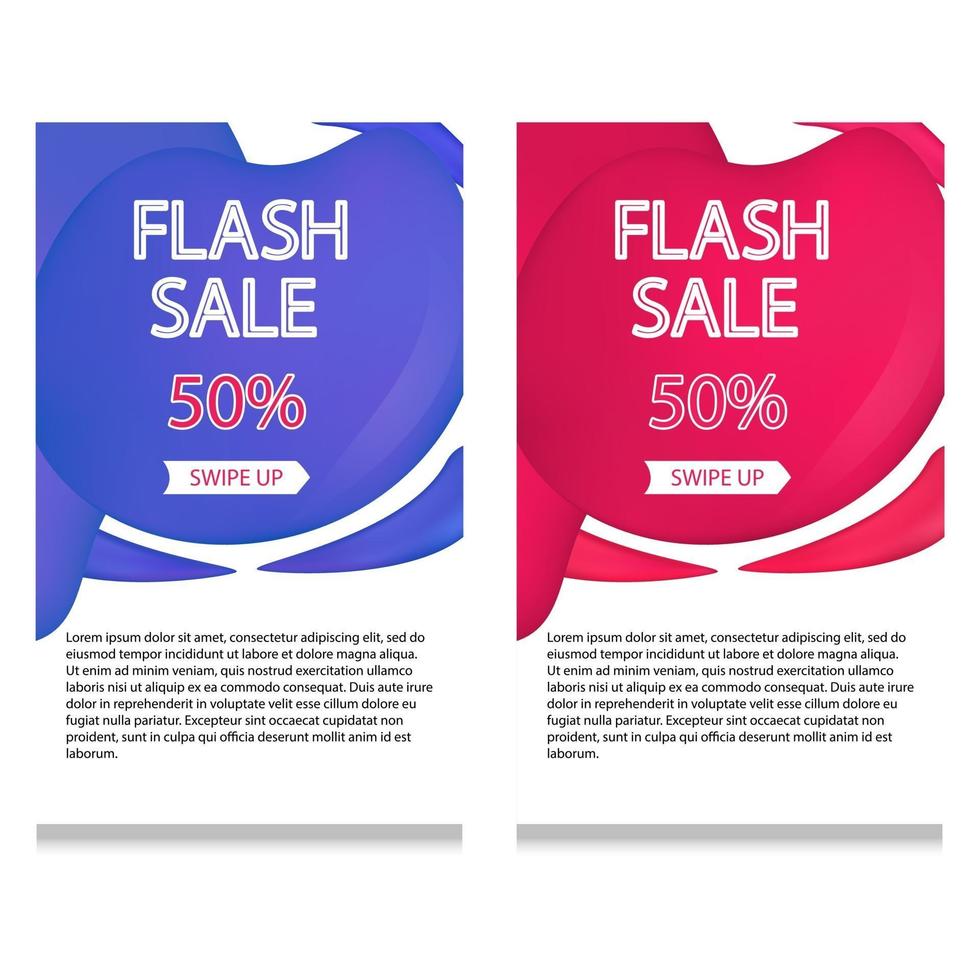 set of dynamic modern geometric and liquid mobile for flash sales of banners Blue and red colors vector