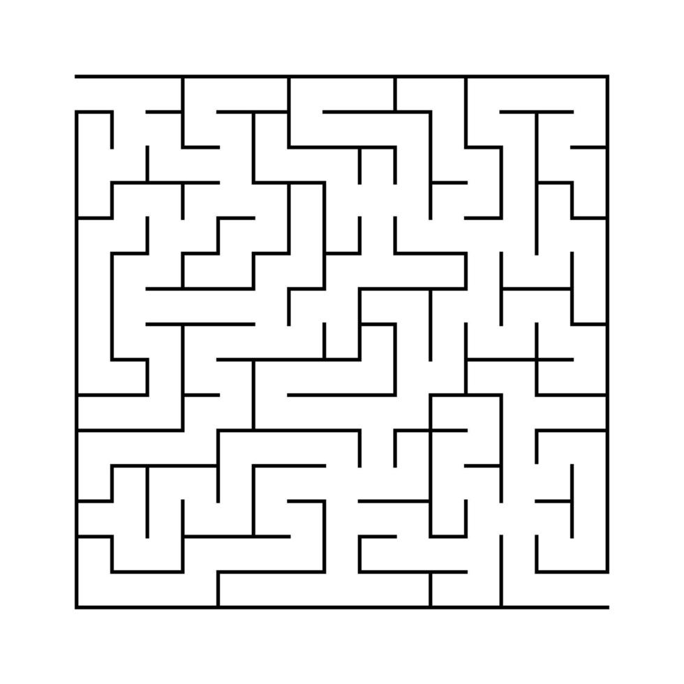 Abstract square maze. An interesting and useful game for children. Simple flat vector illustration isolated on white background.