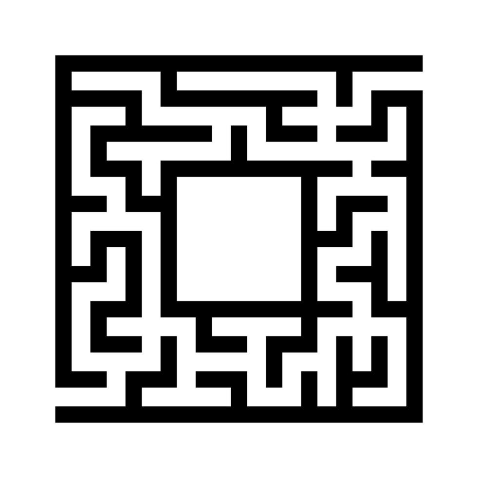 Black abstract square maze with a place for your image. An interesting and useful game for kids. A simple flat vector illustration isolated on a white background.