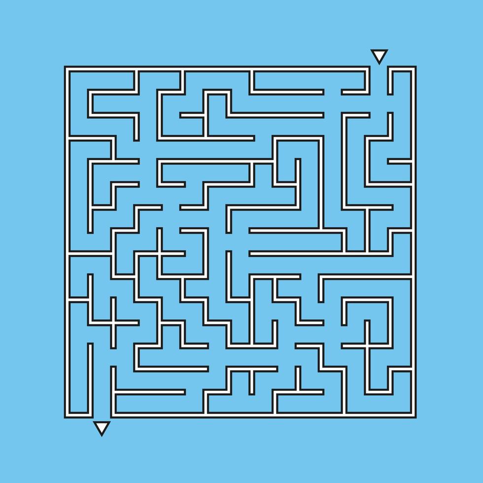 Abstract square maze. An interesting and useful game for kids. Children's puzzle with one entrance and one exit. Labyrinth conundrum. Simple flat vector illustration isolated on color background.