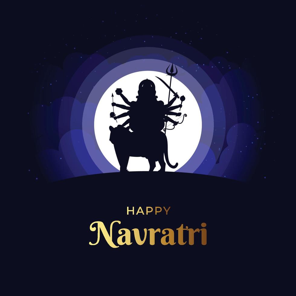 Navratri illustration of Maa Durga in Happy Durga Puja, Subh Navratri with  background vector