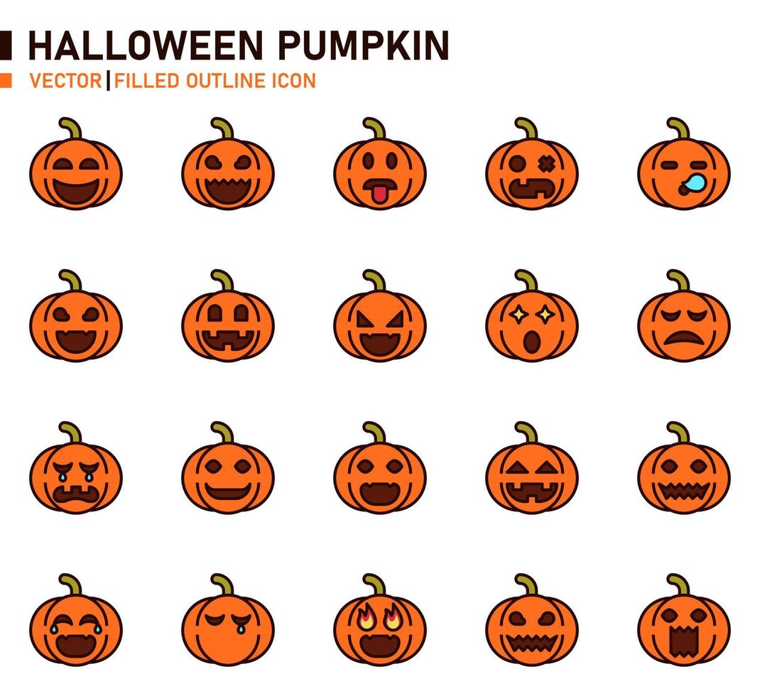 Emoji Pumpkin Filled Outline Icon vector
