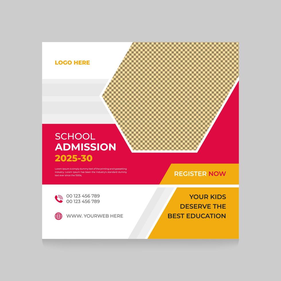 School education admission social media post Template Design And back to school web banner Design. square poster vector